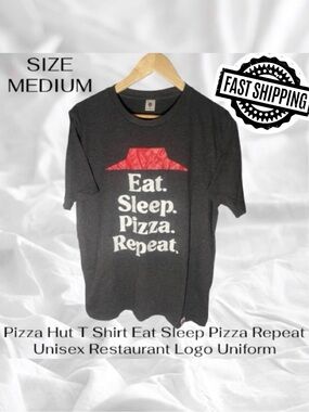 Pizza Hut EAT SLEEP PIZZA REPEAT T Shirt Medium Restaurant Logo Uniform Adult